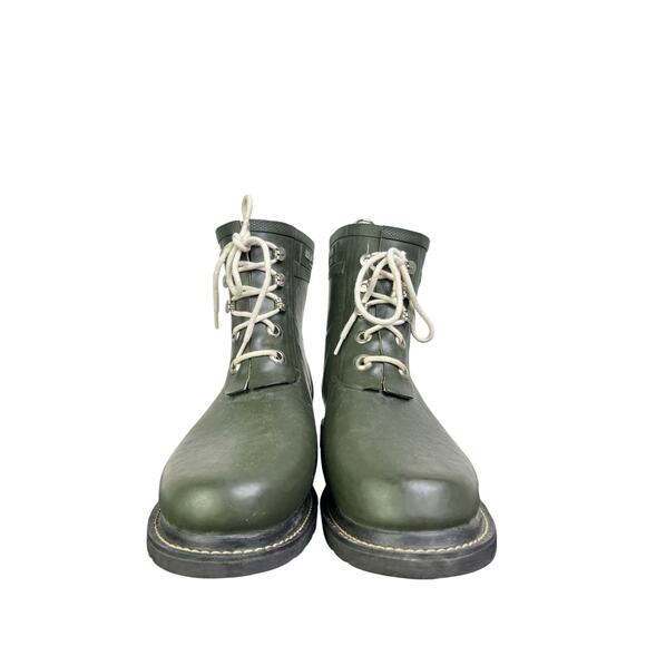 ILse Jacobsen Hornbaek Rain Boots Rubber Womens 41 Army Green Lace-Up Waterproof - Picture 3 of 9